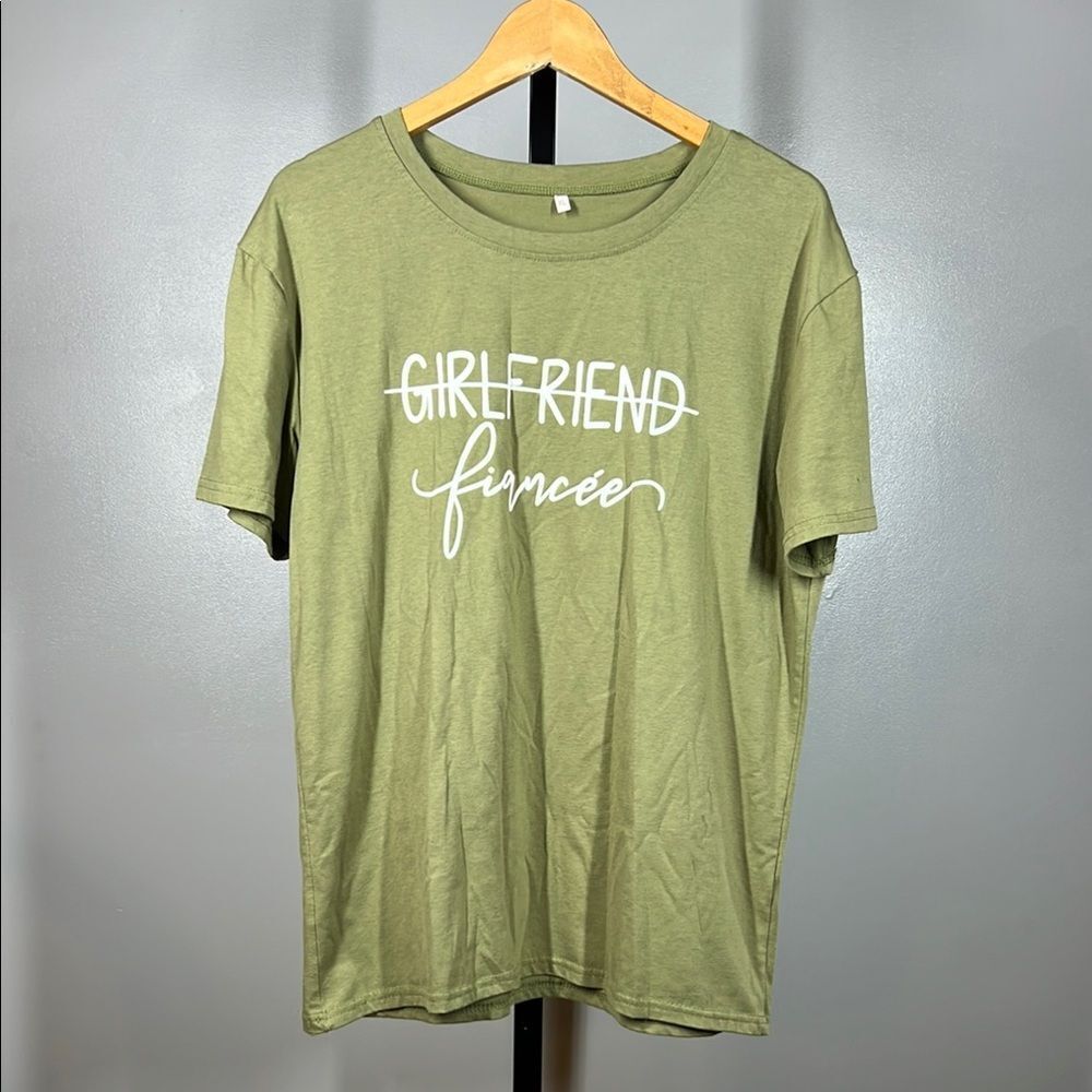 Green Graphic Girlfriend Out Fiancée In Relaxed Tee with Crew Neck
